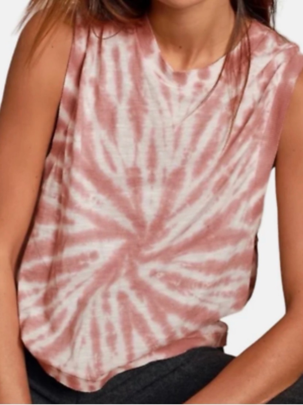 FP Movement by Free People Rose Pink Spiral Tie-Dye Muscle Tee